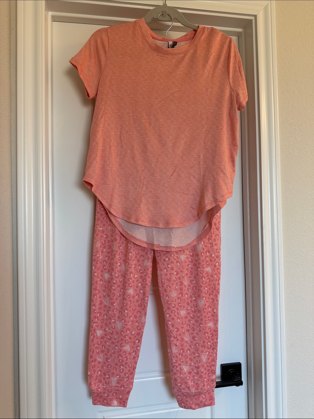 Coral Pink Pajama Set - Short Sleeve Top & Cozy Pants